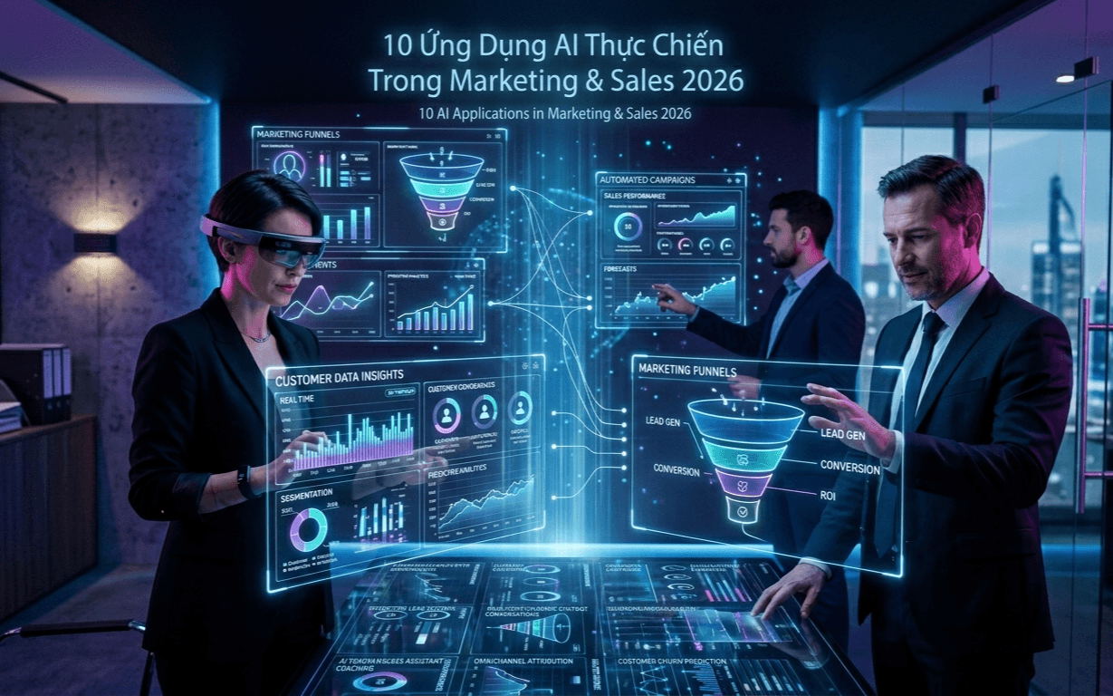 10 ứng dụng Ai thực chiến dành cho Marketing Sales