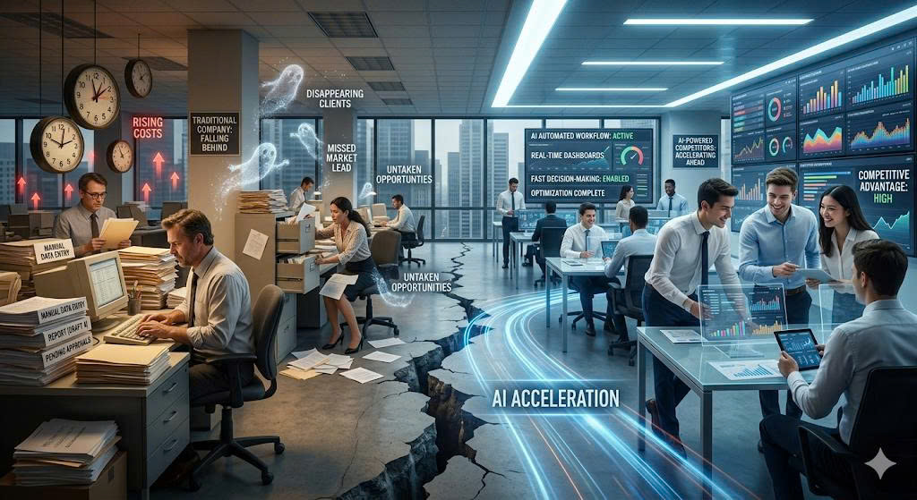 Chậm áp dụng AI khiến doanh nghiệp mất cơ hội tăng trưởng mỗi ngày. Tìm hiểu những tổn thất vô hình và cách triển khai AI hiệu quả.