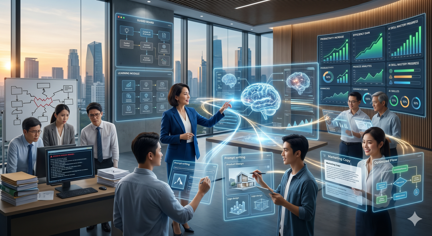 Khóa học Generative AI thực chiến giúp CEO, Giám đốc đào tạo nhân sự sử dụng AI hiệu quả, nâng cao năng suất và tối ưu vận hành.