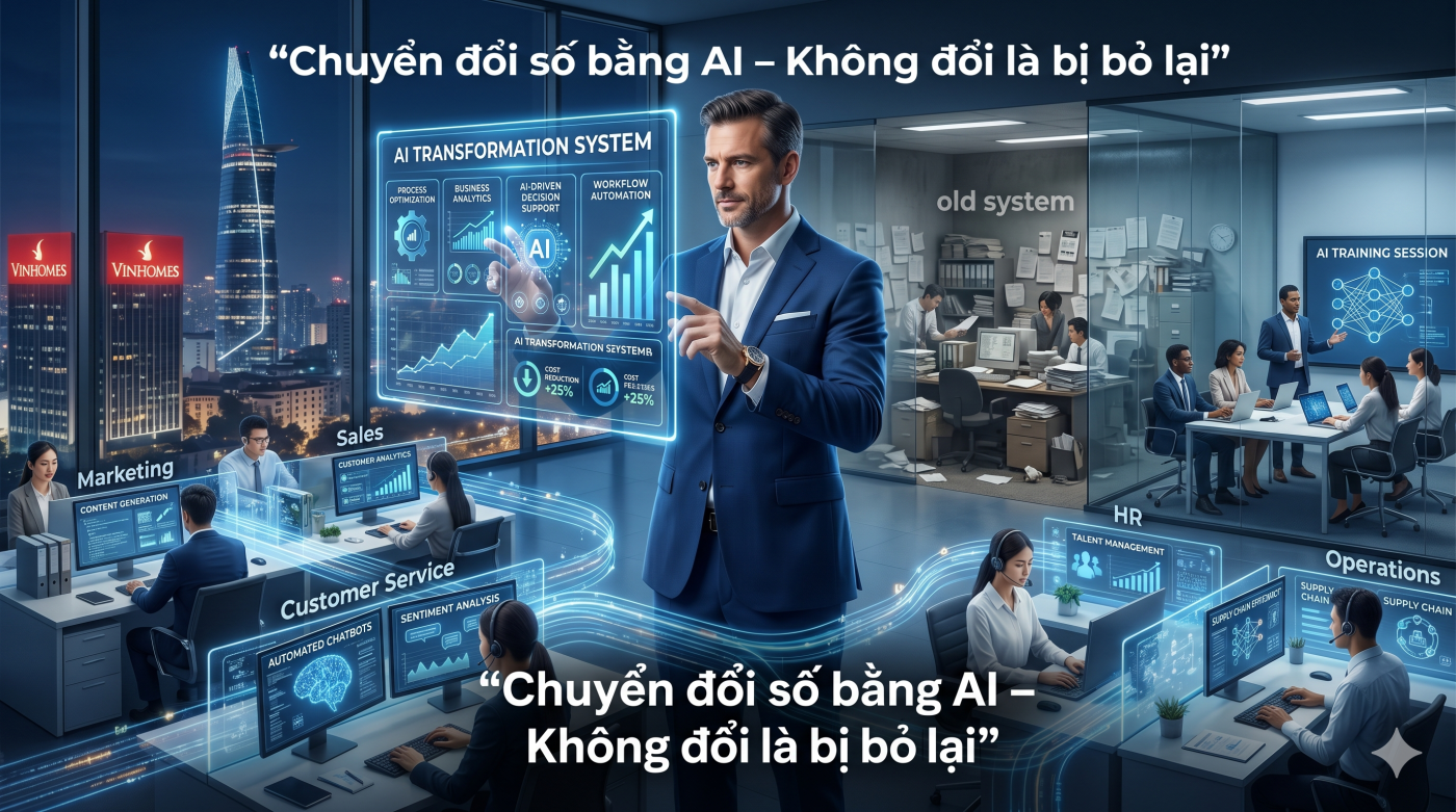Chuyển đổi số bằng Generative AI giúp doanh nghiệp tối ưu vận hành và tăng trưởng nhanh. Tìm hiểu khóa học AI thực chiến dành cho CEO, giám đốc.