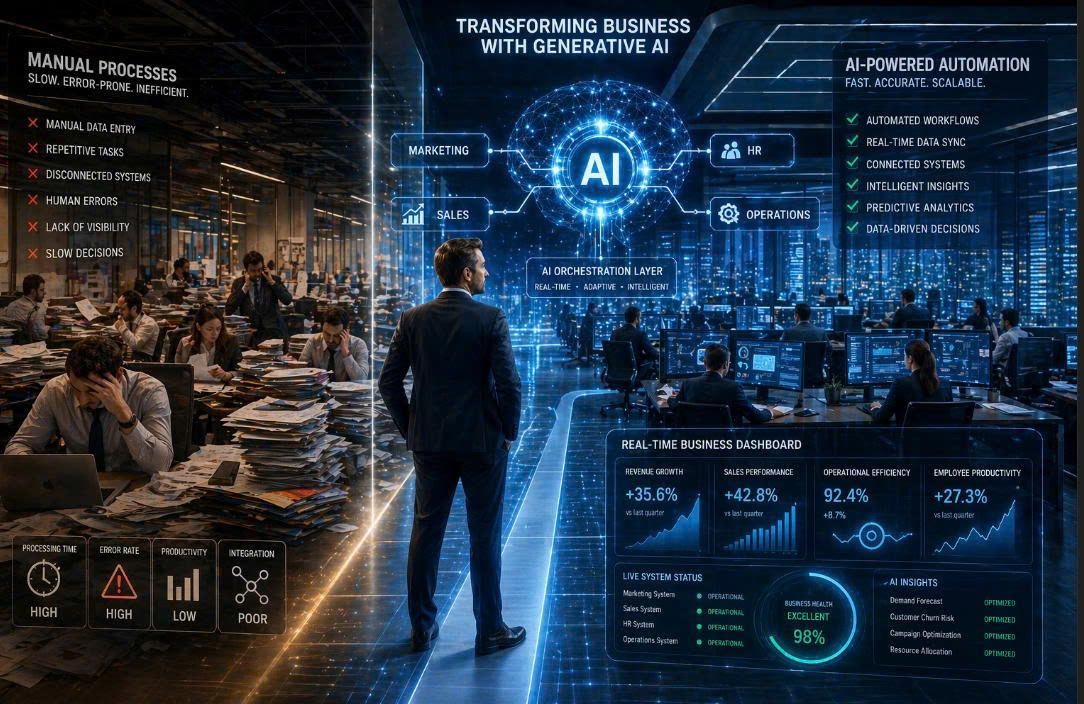 Khóa học Generative AI giúp doanh nghiệp xây dựng hệ thống vận hành tự động, tối ưu chi phí và tăng hiệu suất. Dành cho CEO, giám đốc và doanh nghiệp.