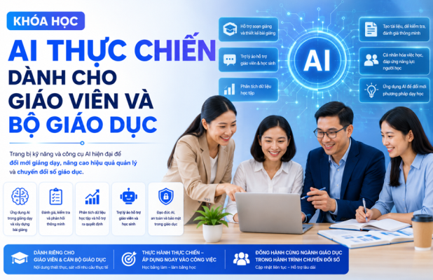AI cho giáo viên, ứng dụng AI trong giáo dục, đào tạo Chat GPT, chuyển đổi số giáo dục, khóa học AI thực chiến