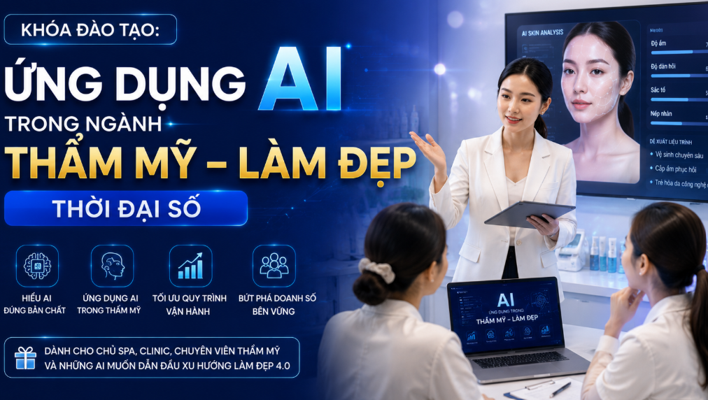 AI ngành thẩm mỹ, đào tạo AI spa, ứng dụng AI làm đẹp