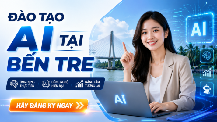 Trong bối cảnh chuyển đổi số đang diễn ra mạnh mẽ, đào tạo AI tại Bến Tre đang trở thành nhu cầu quan trọng đối với nhiều doanh nghiệp, tổ chức và cá nhân muốn nâng cao hiệu quả làm việc. Việc ứng dụng AI vào vận hành, marketing, bán hàng, chăm sóc khách hàng và quản lý dữ liệu đang giúp doanh nghiệp tối ưu quy trình, tiết kiệm chi phí và tăng năng lực cạnh tranh.
