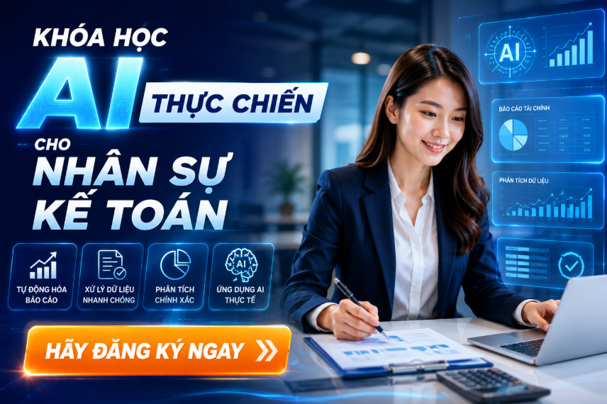 Trong bối cảnh chuyển đổi số diễn ra mạnh mẽ, khóa học AI thực chiến cho nhân sự kế toán đang trở thành giải pháp quan trọng giúp bộ phận kế toán nâng cao hiệu suất làm việc, tối ưu quy trình xử lý dữ liệu và giảm áp lực công việc thủ công. Việc ứng dụng AI vào kế toán không chỉ giúp tiết kiệm thời gian mà còn hỗ trợ tổng hợp dữ liệu, lập báo cáo và phân tích thông tin nhanh chóng hơn.