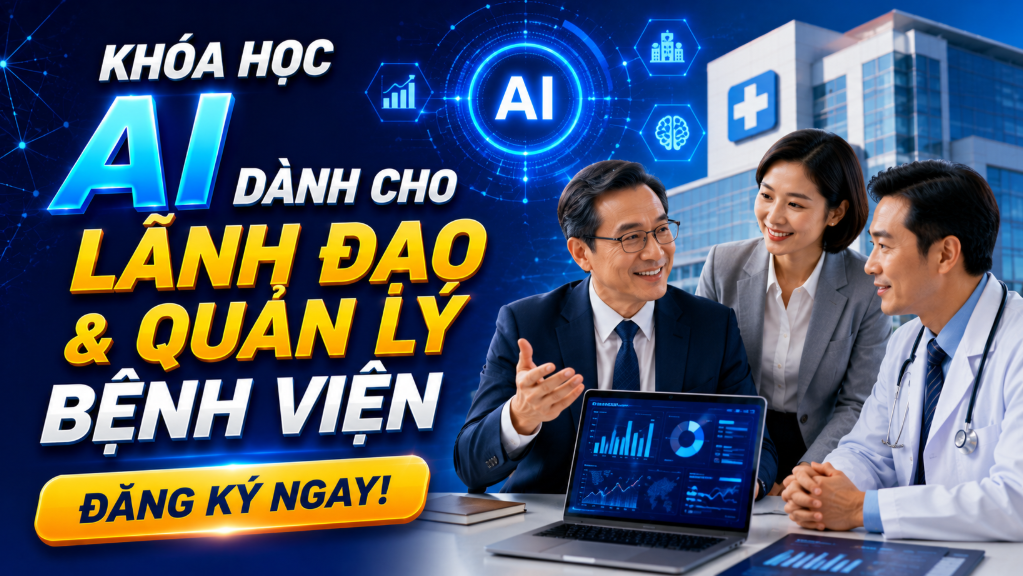 Trong bối cảnh chuyển đổi số diễn ra mạnh mẽ, khóa học AI dành cho lãnh đạo & quản lý bệnh viện đang trở thành giải pháp quan trọng giúp đội ngũ điều hành bệnh viện nâng cao hiệu quả vận hành, tối ưu quy trình quản trị và cải thiện chất lượng dịch vụ y tế. Việc ứng dụng AI giúp ban quản lý xử lý dữ liệu nhanh hơn, hỗ trợ ra quyết định chính xác hơn và tối ưu nguồn lực hiệu quả hơn.