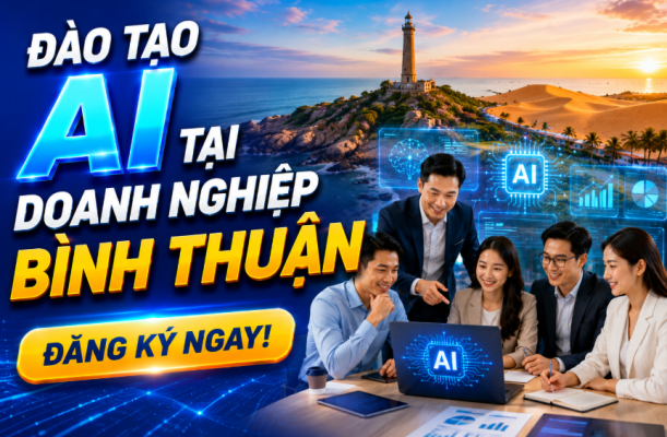 Trong bối cảnh chuyển đổi số diễn ra mạnh mẽ, nhu cầu đào tạo AI tại doanh nghiệp Bình Thuận đang ngày càng gia tăng khi nhiều doanh nghiệp mong muốn ứng dụng công nghệ để tối ưu vận hành, nâng cao hiệu suất làm việc và tăng khả năng cạnh tranh. Việc ứng dụng AI không còn là xu hướng dành riêng cho các tập đoàn lớn mà đang trở thành công cụ thực chiến cho mọi lĩnh vực như kinh doanh, marketing, kế toán, nhân sự, giáo dục và sản xuất.