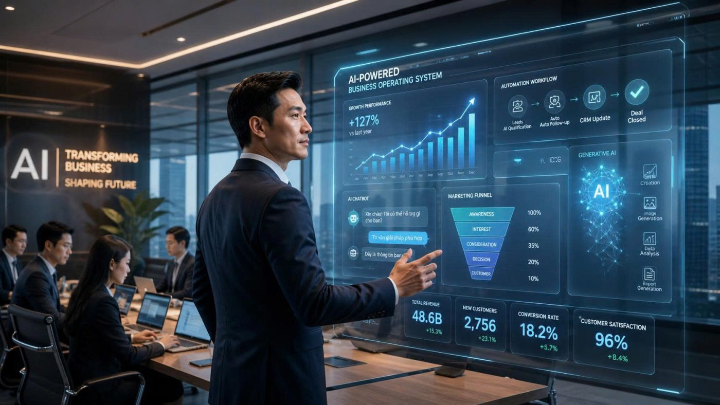 Generative AI đang thay đổi cách doanh nghiệp vận hành, ra quyết định và tăng trưởng. Tìm hiểu vì sao CEO cần học Generative AI ngay hôm nay để không bị bỏ lại phía sau trong cuộc đua chuyển đổi số.