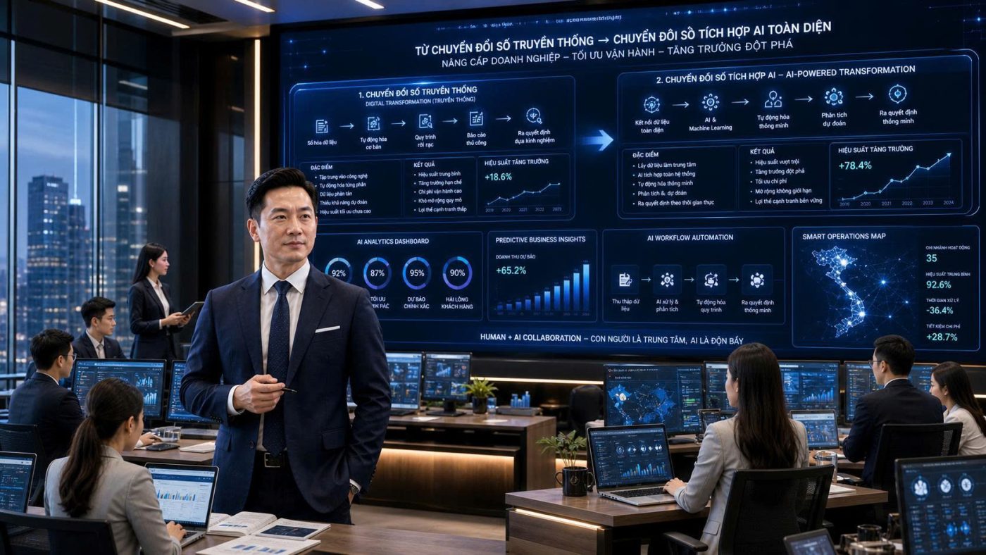 Chuyển đổi số với AI đang trở thành bước tiến chiến lược giúp doanh nghiệp nâng cao năng lực cạnh tranh, tối ưu vận hành và tăng tốc tăng trưởng trong thời đại mới.