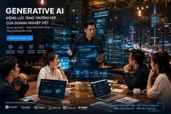 Tìm hiểu cách doanh nghiệp bắt đầu học AI hiệu quả thông qua các khóa học Generative AI thực chiến dành cho CEO, Giám đốc và đội ngũ quản lý.