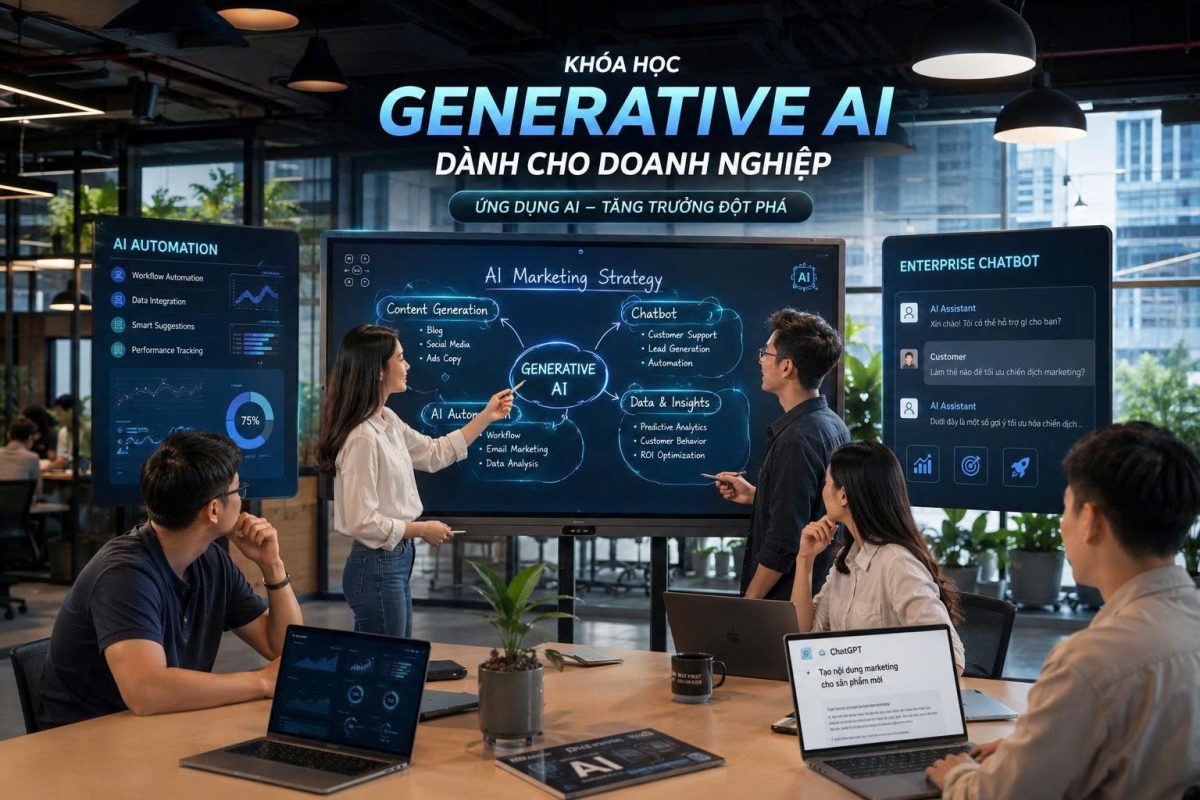 Tìm hiểu cách doanh nghiệp bắt đầu học AI hiệu quả thông qua các khóa học Generative AI thực chiến dành cho CEO, Giám đốc và đội ngũ quản lý.