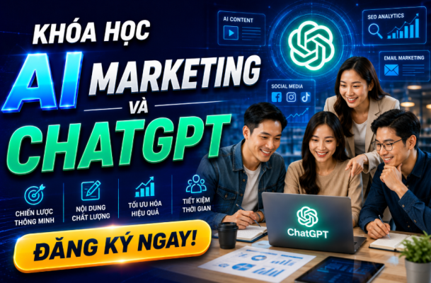 Trong thời đại chuyển đổi số, việc ứng dụng AI vào hoạt động marketing không còn là lợi thế mà đang dần trở thành yêu cầu bắt buộc đối với doanh nghiệp và đội ngũ kinh doanh. Khóa học AI Marketing và ChatGPT được thiết kế nhằm giúp học viên nhanh chóng làm chủ các công cụ trí tuệ nhân tạo hiện đại, tối ưu quy trình marketing, nâng cao hiệu suất làm việc và tăng khả năng cạnh tranh trên thị trường.
