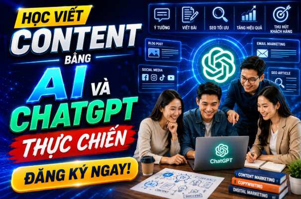Trong thời đại số, việc sản xuất content nhanh, chất lượng và đúng nhu cầu khách hàng là yếu tố quan trọng quyết định hiệu quả marketing và bán hàng. Chính vì vậy, nhu cầu học viết content bằng AI và ChatGPT thực chiến đang ngày càng gia tăng khi cá nhân và doanh nghiệp muốn tận dụng công nghệ để nâng cao năng suất làm việc, tiết kiệm thời gian và tối ưu hiệu quả truyền thông.