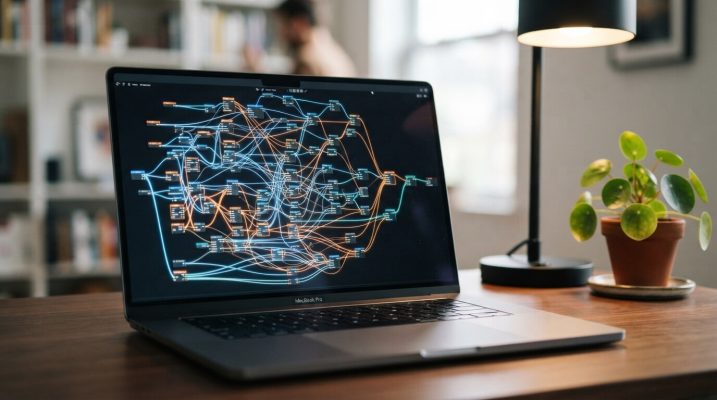 Laptop screen displays AI workflow 202607151436 1