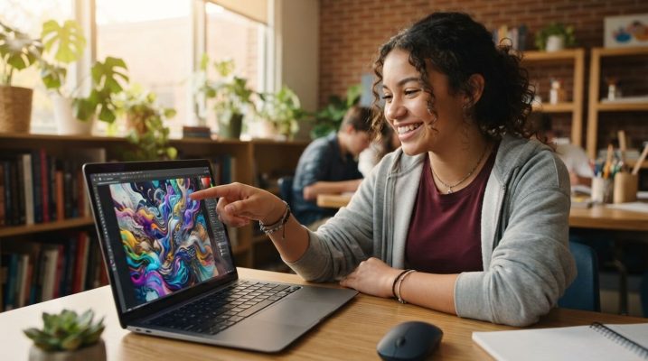 Student proudly pointing laptop … 202607131520 1