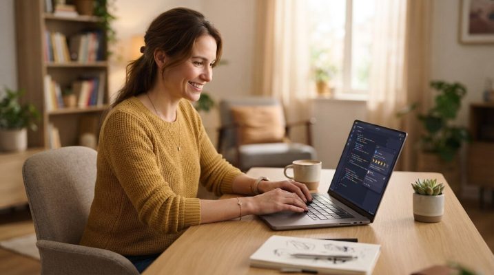 Woman smiling at laptop 202607201540 1